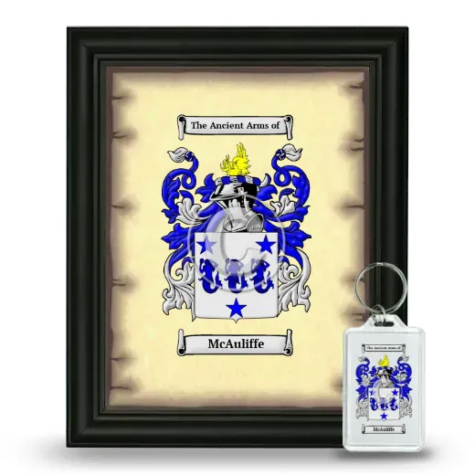 McAuliffe Framed Coat of Arms and Keychain - Black