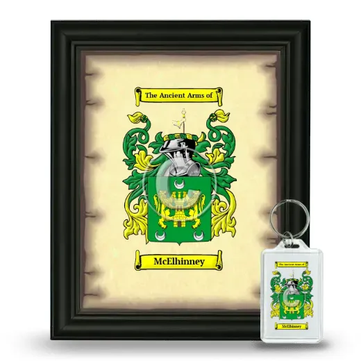 McElhinney Framed Coat of Arms and Keychain - Black