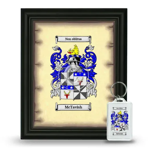 McTavish Framed Coat of Arms and Keychain - Black