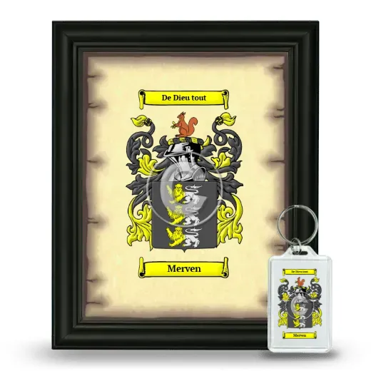 Merven Framed Coat of Arms and Keychain - Black