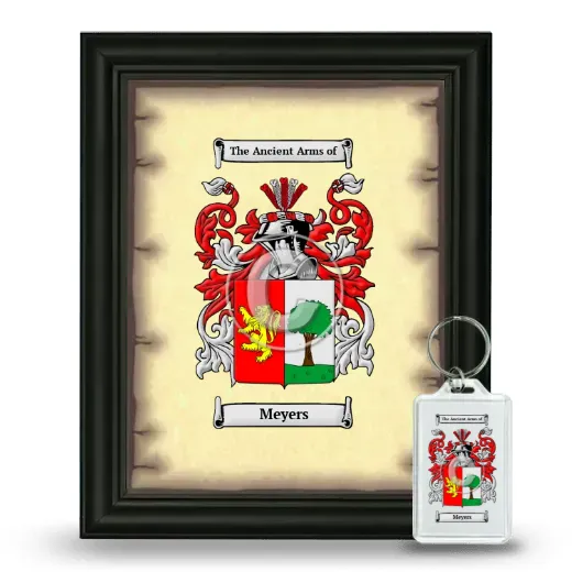 Meyers Framed Coat of Arms and Keychain - Black