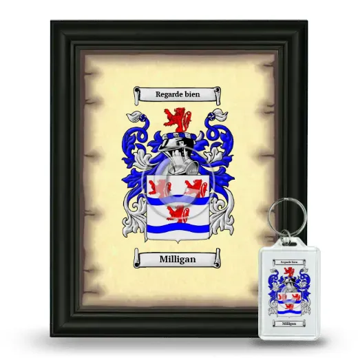 Milligan Framed Coat of Arms and Keychain - Black