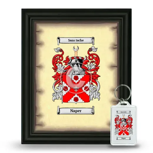 Naper Framed Coat of Arms and Keychain - Black