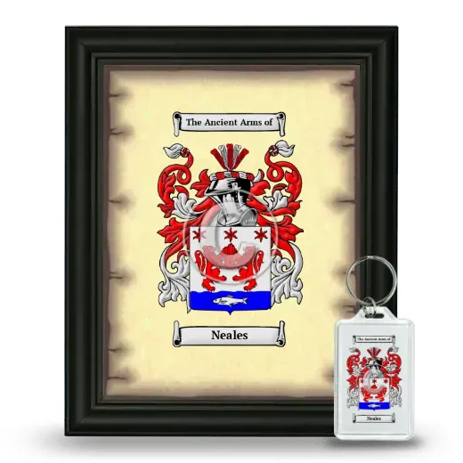 Neales Framed Coat of Arms and Keychain - Black