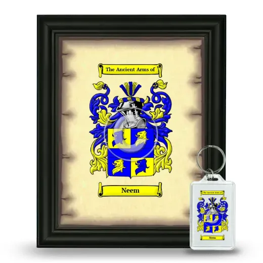 Neem Framed Coat of Arms and Keychain - Black