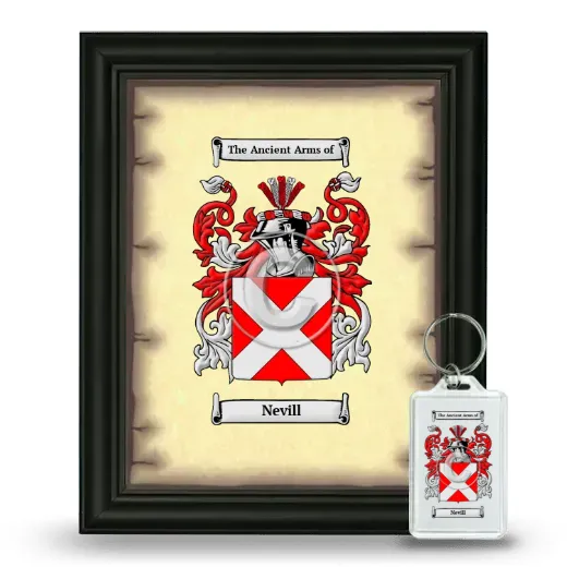 Nevill Framed Coat of Arms and Keychain - Black