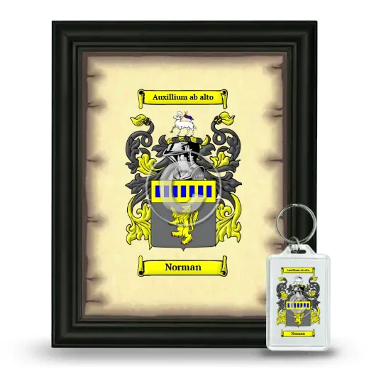 Norman Framed Coat of Arms and Keychain - Black