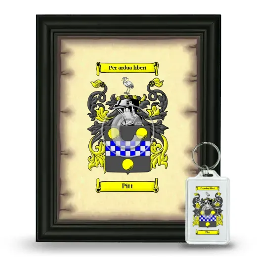 Pitt Framed Coat of Arms and Keychain - Black