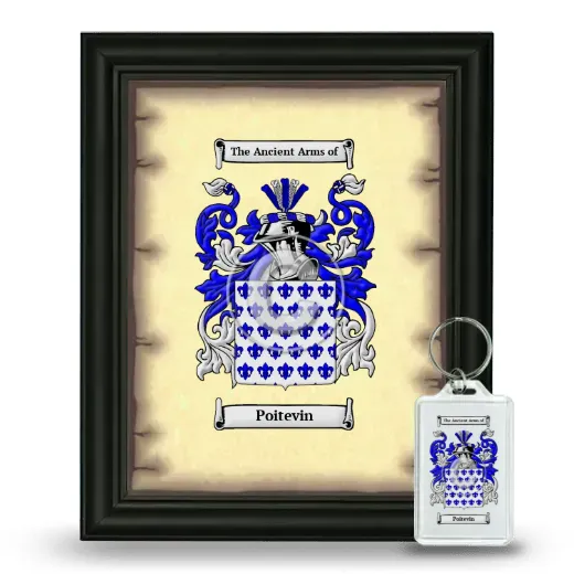 Poitevin Framed Coat of Arms and Keychain - Black