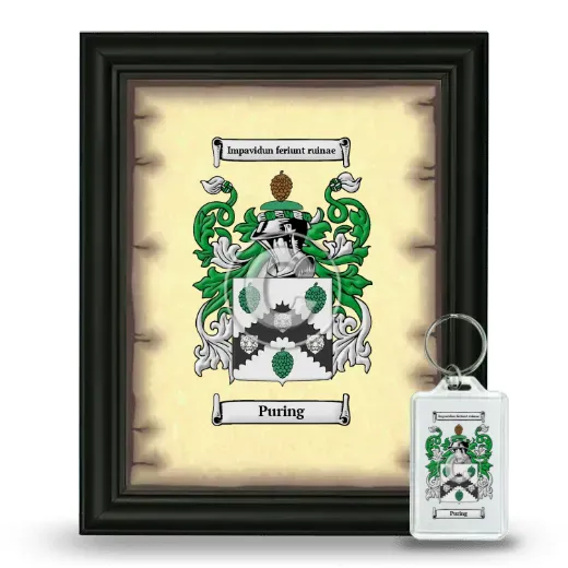 Puring Framed Coat of Arms and Keychain - Black