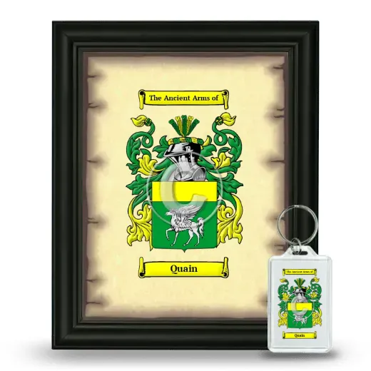 Quain Framed Coat of Arms and Keychain - Black