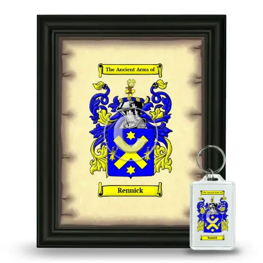 Rennick Framed Coat of Arms and Keychain - Black