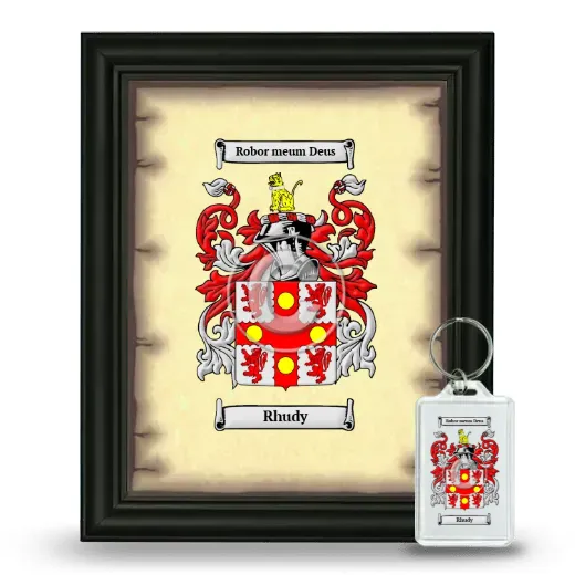 Rhudy Framed Coat of Arms and Keychain - Black