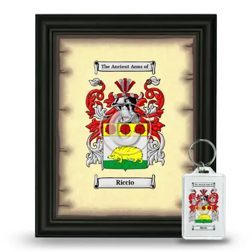 Riccio Framed Coat of Arms and Keychain - Black