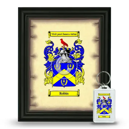 Robin Framed Coat of Arms and Keychain - Black