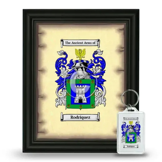Rodriquez Framed Coat of Arms and Keychain - Black