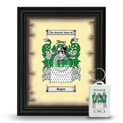 Roger Framed Coat of Arms and Keychain - Black