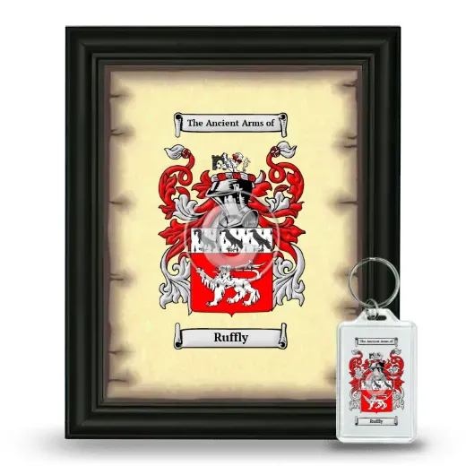 Ruffly Framed Coat of Arms and Keychain - Black