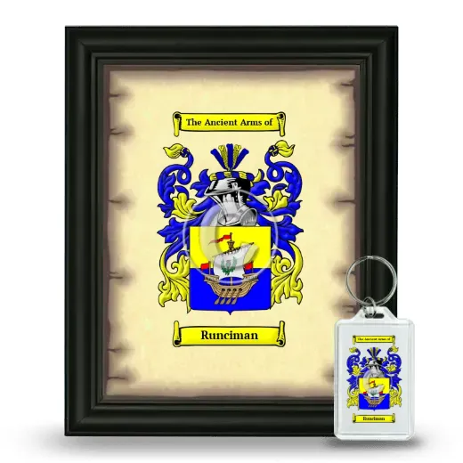 Runciman Framed Coat of Arms and Keychain - Black