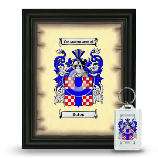 Ruton Framed Coat of Arms and Keychain - Black