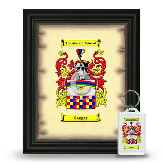 Saeger Framed Coat of Arms and Keychain - Black