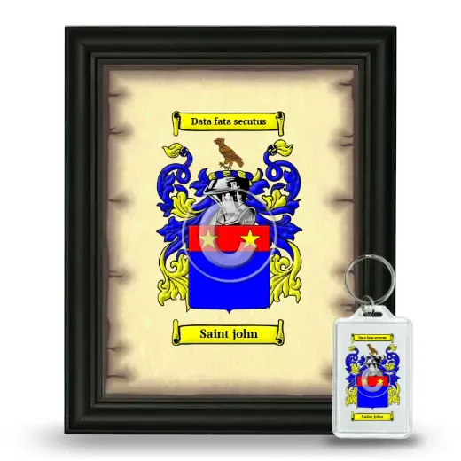 Saint john Framed Coat of Arms and Keychain - Black