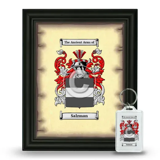 Salzman Framed Coat of Arms and Keychain - Black
