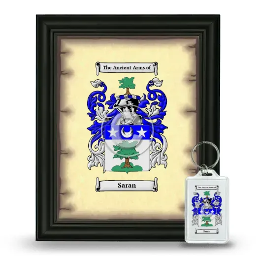 Saran Framed Coat of Arms and Keychain - Black