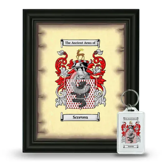 Screven Framed Coat of Arms and Keychain - Black