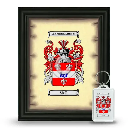 Shell Framed Coat of Arms and Keychain - Black