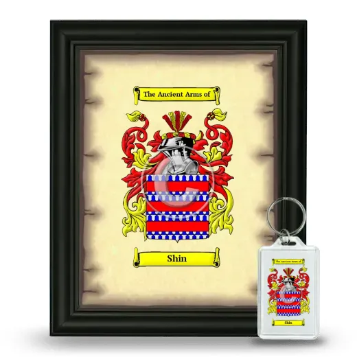 Shin Framed Coat of Arms and Keychain - Black