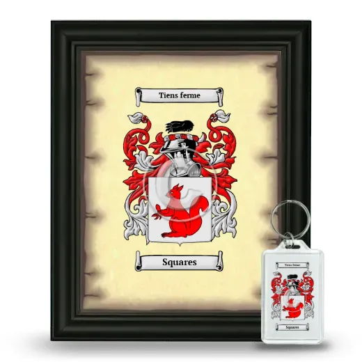 Squares Framed Coat of Arms and Keychain - Black