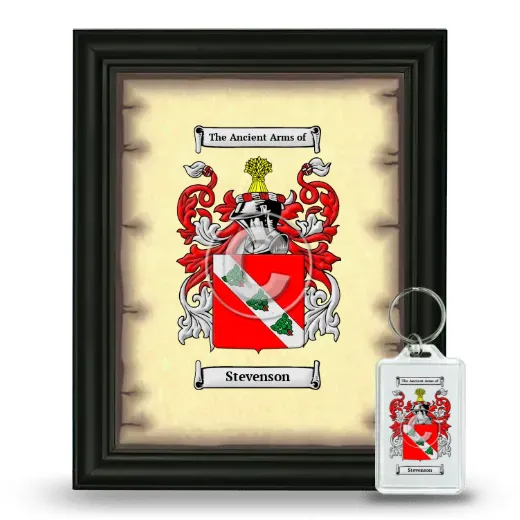 Stevenson Framed Coat of Arms and Keychain - Black