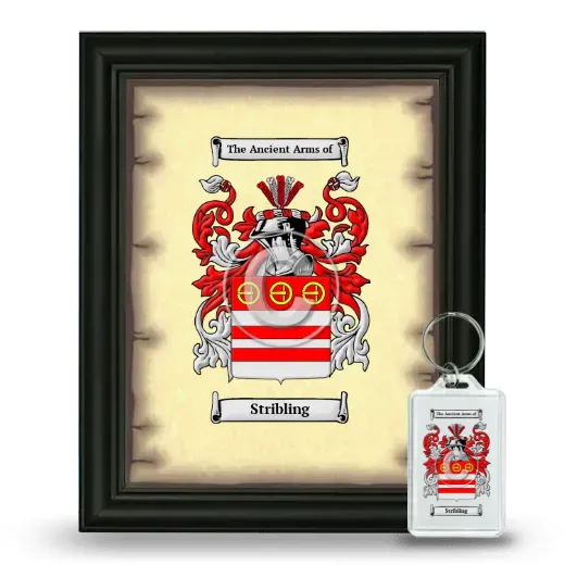 Stribling Framed Coat of Arms and Keychain - Black