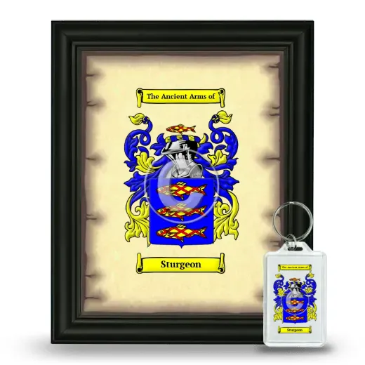 Sturgeon Framed Coat of Arms and Keychain - Black