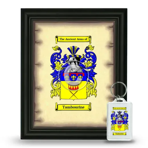 Tambourine Framed Coat of Arms and Keychain - Black