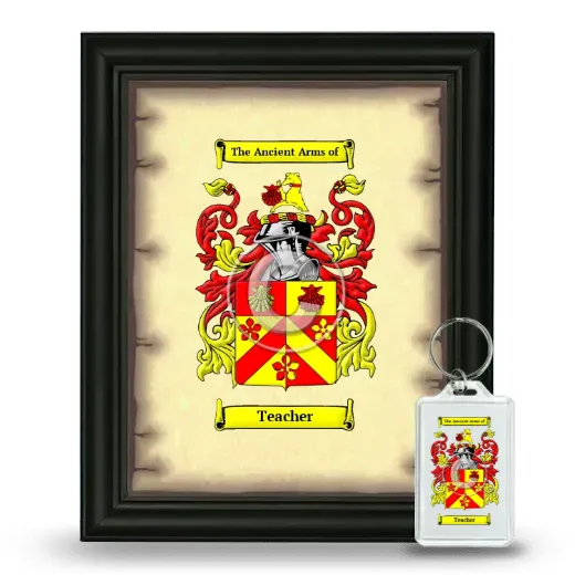 Teacher Framed Coat of Arms and Keychain - Black