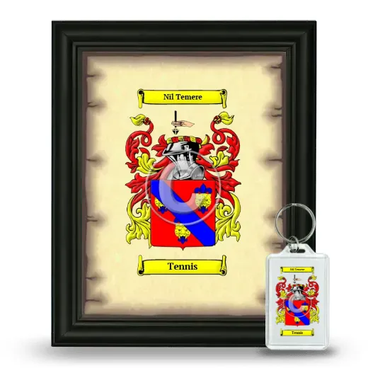 Tennis Framed Coat of Arms and Keychain - Black