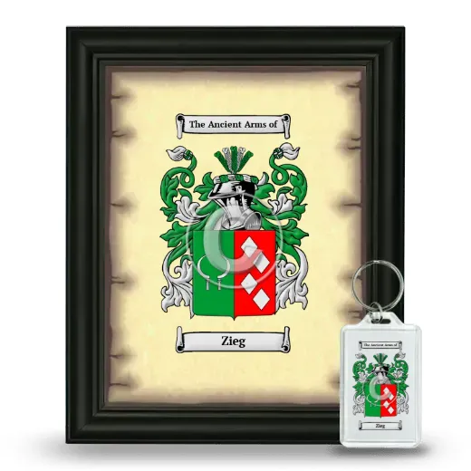 Zieg Framed Coat of Arms and Keychain - Black