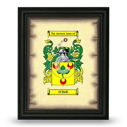 O'Dell Coat of Arms Framed - Black