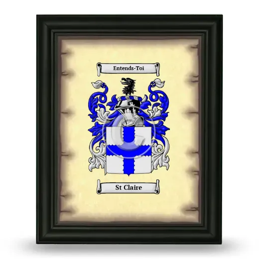 St Claire Coat of Arms Framed - Black