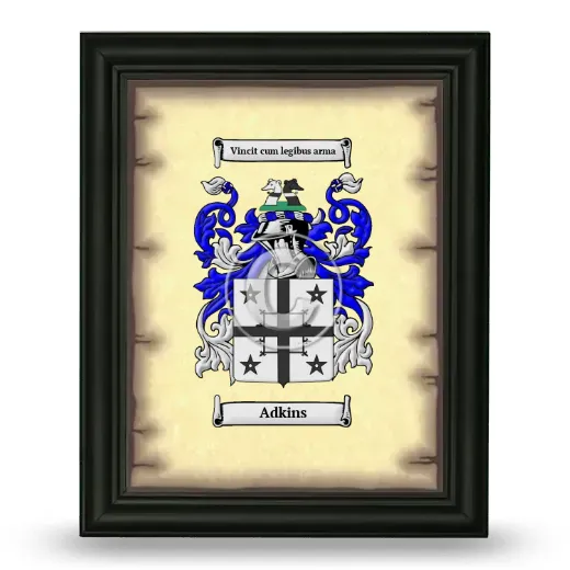 Adkins Coat of Arms Framed - Black