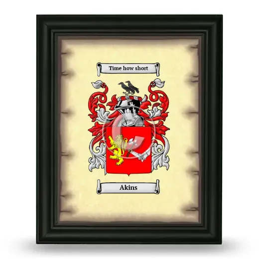 Akins Coat of Arms Framed - Black