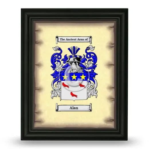 Alan Coat of Arms Framed - Black