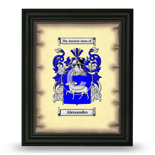 Alessandro Coat of Arms Framed - Black