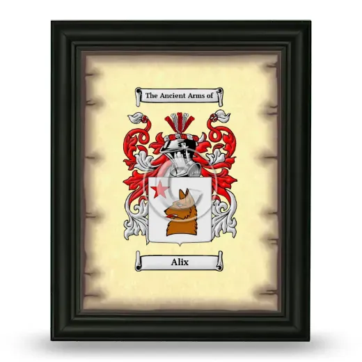 Alix Coat of Arms Framed - Black
