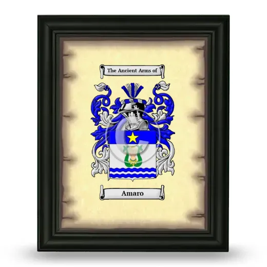 Amaro Coat of Arms Framed - Black