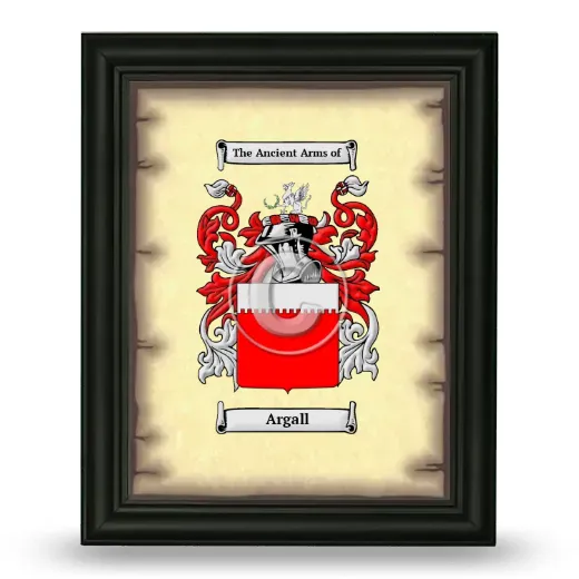 Argall Coat of Arms Framed - Black