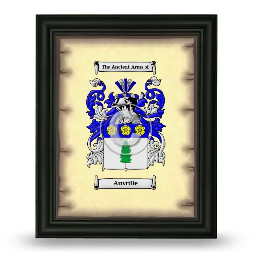 Auvrille Coat of Arms Framed - Black