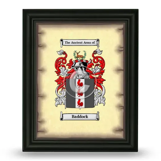 Baddock Coat of Arms Framed - Black